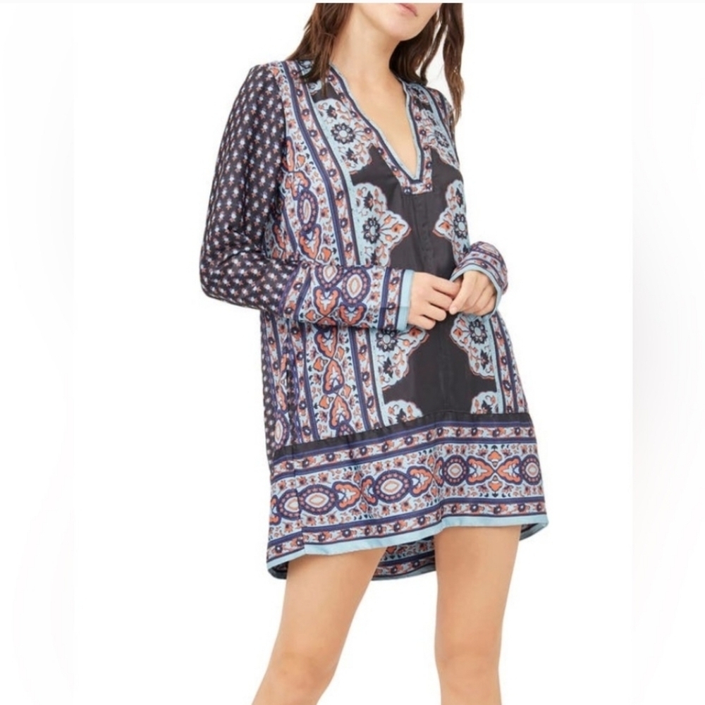 Free People Meadow Mod mini dress long sleeves size Large - Picture 2 of 15